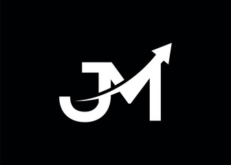 simple minimal letter JM arrow logo