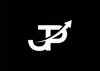 
simple minimal letter JP arrow logo