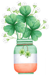 Luck of the Irish! Watercolor Shamrock Design for St. Patrick's Day