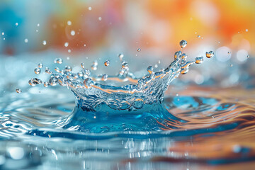 Water splash on a colorful background, World water day concept