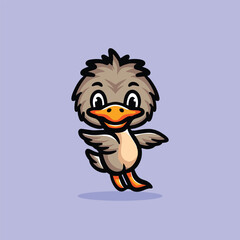 Cute Ostrich Cartoon Mascot Animal Vector Logo Design illustration