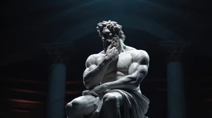 Fotobehang Muscular statue of a Greek philosopher in a museum © trustmastertx