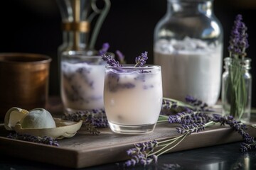 Intoxicating lavender gin fizz cocktail. Generative AI