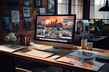 professional graphic designer desk. ai generated