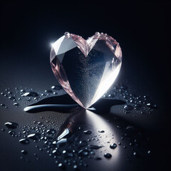 A crystal love-shaped stone