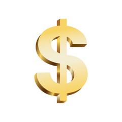 Golden dollar sign on a white background