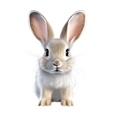 Rabbit with big Ears isolated on white or transparent background
