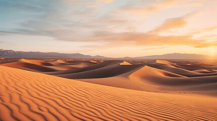 Fototapeta na wymiar Serene Sunset Over Desert Dunes