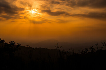 Beautiful landscape sunrise at Doi Intanon National Park View point, Chiang Mai Thailand