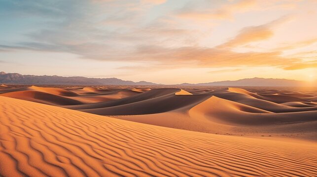 Serene Sunset Over Desert Dunes