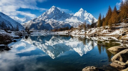 Majestic Mountain Reflection in a Serene Alpine Lake
