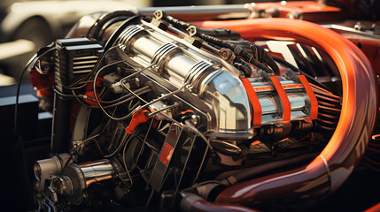 An racing car engine sound. - obrazy, fototapety, plakaty