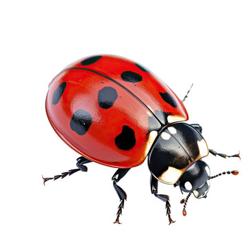 Red ladybug isolated on white or transparent background.