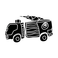 silhouette illustration of a fire truck for a kids themed icon or logo