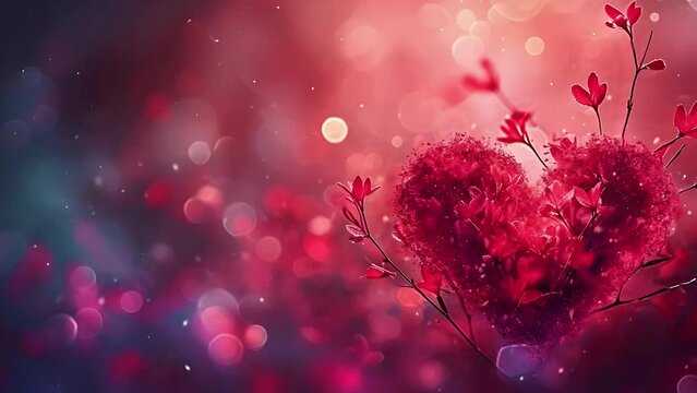 Fondo abstracto de un coraz&oacute;n y espacio para texto, para celebraci&oacute;n del d&iacute;a de los enamorados. Ideal como fondo para web. Generado por IA.	