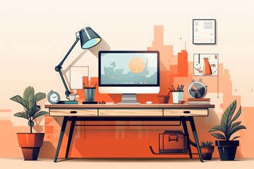 professional graphic designer desk. ai generated