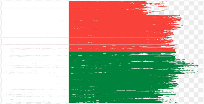 Madagascar flag with brush paint textured isolated  on png or transparent background vector illustration