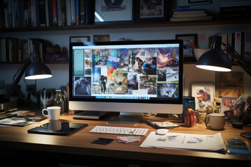 professional graphic designer desk. ai generated