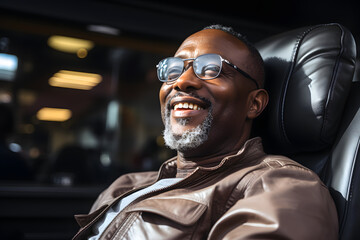 handsome black man client patient at a dental clinic. cleaning and repairing teeth at a dentist doctor. laying on the orthodontic dental chair. Casual. Featured social image
