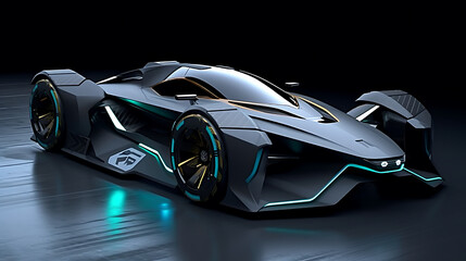 A design concept for an electric racing car. - obrazy, fototapety, plakaty