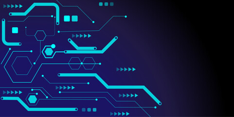 Technology modern future background illustration Dark blue background with lines and lines. Square, hexagon, circle. Digital data connection concept.