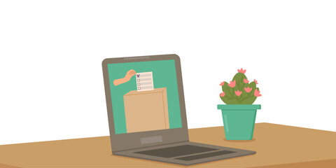 Presidential elections online voting for the head country. Vote online anywhere. Banner web design. Vector illustration.