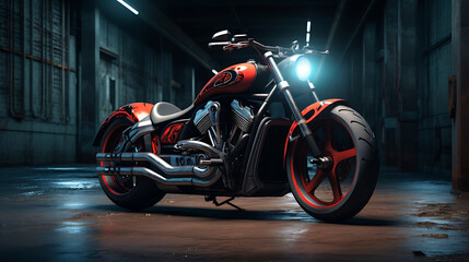 A photo-realistic image of a motorcycle with a custom paint job. - obrazy, fototapety, plakaty