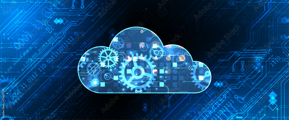 Leinwandbilder cloud computing concept.abstract connection technology background. hand drawn vector.