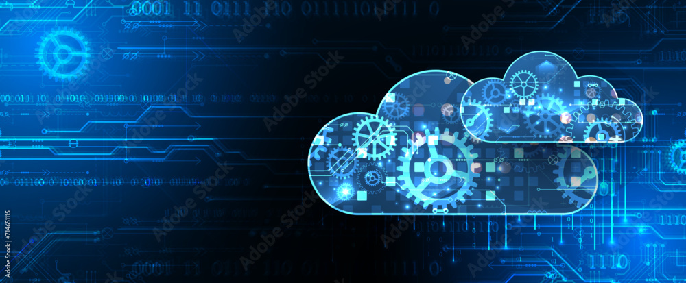 Poster Cloud computing concept.Abstract connection technology background. Hand drawn vector.