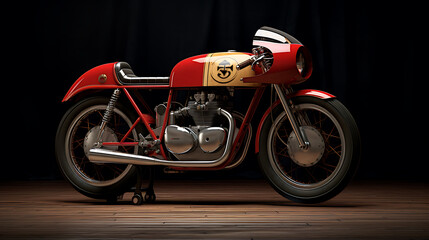 A photo-realistic image of a vintage racing bike.