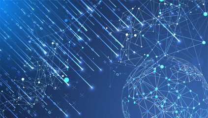 Futuristic technology background. Plexus structure business presentation, big data network visualization concept.  Hand drawn vector.