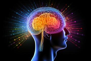 Nebula Neural Colorful Brain Cell Energy Connections, Brain Dots Pattern Neuronal Network, Vibrant Digital Art Microscopic Mycelium Membran, Colored DNA background and motley radiant medical Wallpaper