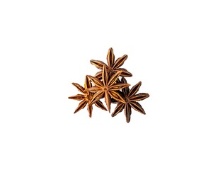 Chinese star anise seed pile isolated over the white background high angle view