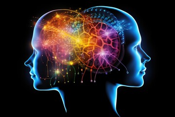 Obraz premium Neuronal learning, 3d neurons forge new connections, strengthening brain's cognitive abilities, Neurons in the brain as messengers, brain's neurons fire, deep concentration focus, neuronal network