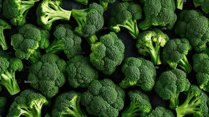  a bunch of broccoli that is green and is very close to the top of the broccoli is green and has a lot of broccoli florets. - obrazy, fototapety, plakaty