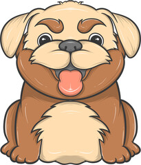 Cartoon illustration of a happy brown and beige dog