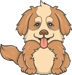 Cute cartoon dog sitting with a happy expression