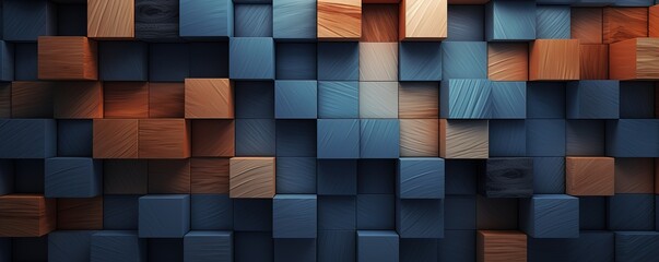 The background is a square-shaped wooden mosaic pattern arranged in a 3D style