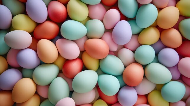  a close up of a bunch of eggs with different colors of eggs in the middle of the image and in the middle of the image there is a lot of eggs.