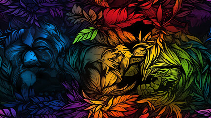Floral background for fashion, tapestries, prints. Modern floral design perfect for fashion and decoration in glitch psychedelic style