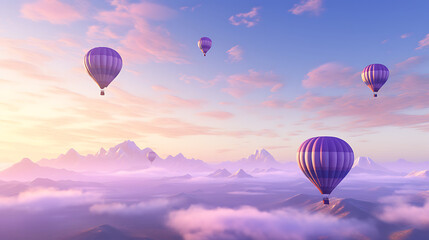 A purple hot air balloon race in the sky. - obrazy, fototapety, plakaty