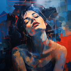 Abstract Despair: Capture the emotional turmoil of addiction through abstract compositions, using shadows and distorted reflections to convey the internal struggle, drug abuse