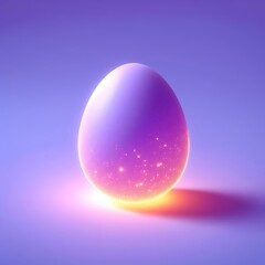 Pastel purple luminous Easter egg isolated on a pastel purple background. Easter holiday concept in minimalism style. Fashion monochromatic composition. Web banner with copy space for design.