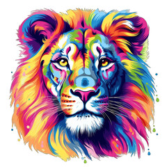 Colorful lion face clipart png