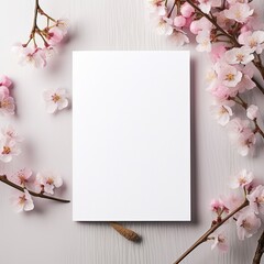 Blank white 5x7 invitation card mockup, Etsy, trendy, spring generative ai