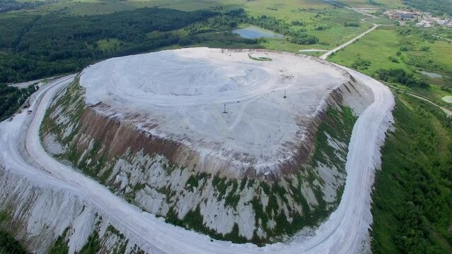 Phosphogypsum open-cast mine on White mountain at summer