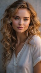 Fototapeta premium Captivating Beauty: Close-up Portrait of a Young and Beautiful Woman