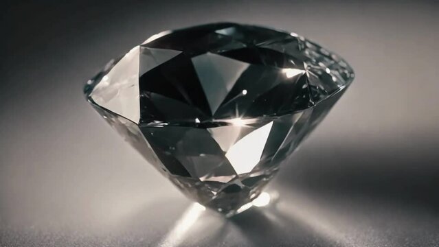 Beautiful luxurious spinning shiny big diamond with the light in the black background