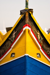 Detail of the bow of the typical Maltese boats, luzzi, with the traditional eyes - 714663334