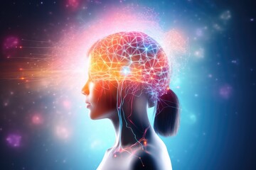 Brain, gentle light, positive energy, calming serenity, mental clarity during sleep. Sleep cycle, quality, duration are vital for combating insomnia, various sleep disorders, overall axon well-being